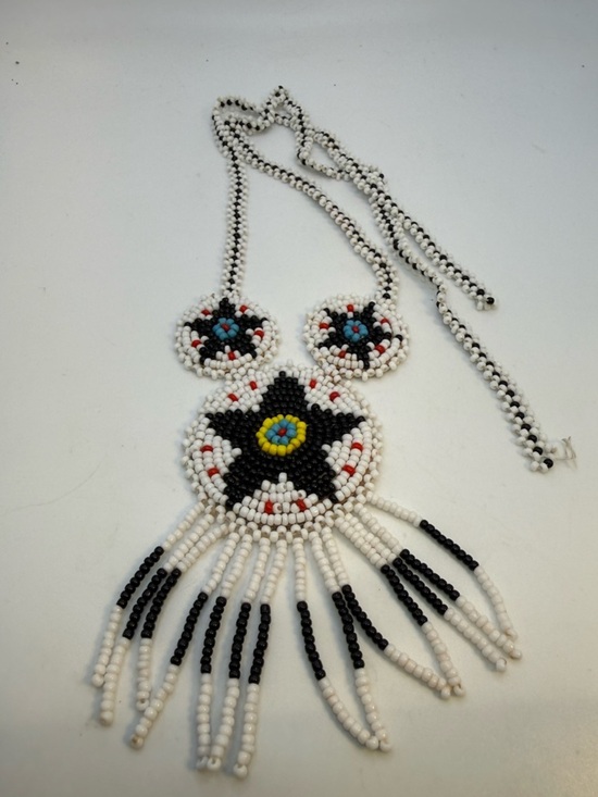 Jewelry - Handmade Beaded Medallion Necklace Fringe Seed Bead Southwestern Style